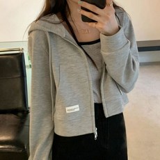 여성용 후드 솔리드 풀오버 크롭탑 올매치 루즈 스트리트웨어 그런지 집업 점퍼 탑 하라주쿠 케이팝 의류 한국 시크