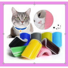 고양이빗 셀프 그루밍 브러쉬 모서리 코너 털관리 캣닢 브러쉬 셀프마사지 실리콘 접착식, 오렌지