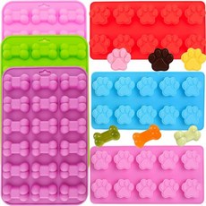  애견 몰드 실리콘 강아지 강아지 발과 뼈 몰드(6PCS) 집에서 만든 굽기 초콜릿 사탕 젤리 애견 트리트먼트용 애견 트리트먼트 몰드 아이스 큐브 캔 베이킹 강아지 