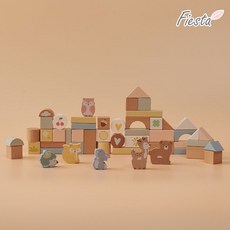 피에스타 파스텔 동물 나무블록 세트 50pcs, 단품