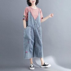 베리위시 쿠즈 두줄 데님 멜빵 점프수트