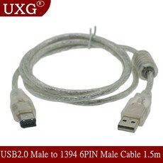 어댑터 1X Firewire IEEE 1394 6 핀 Male To USB 2.0 어댑터 컨버터 케이블 코드 1.5M 5FT, 1. 1.5M, 1개
