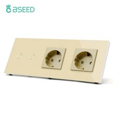 BSEED 벽 터치 스위치 1 3 웨이 라이트 센서 EU 소켓 USB C 타입 콘센트 유리 파란색, 2G Switch 2Sockets_EU 표준, 1개