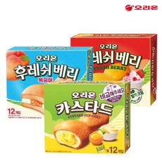 오리온 카스타드 12p 276g 1개 + 후레쉬베리 딸기 12p 336g 1개 + 후레쉬베리 복숭아 12p 336g 1개 (총3개), 1세트, 948g