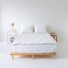  봄바람 60수 고밀도 순면 도톰한 고정밴드 침대패드, 01화이트 