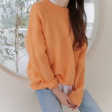 스트릿셀럽 데일리 루즈핏 라운드 모헤어 니트