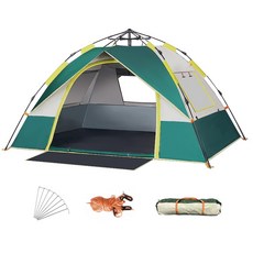 플랜타트 원터치 자동 텐트 방수 방우 캠핑용 나들이용 간편설치 간편수납 4인용, 텐트(그린)