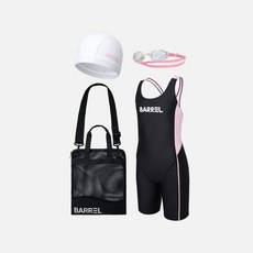 배럴 키즈 수영복 여아 X백 4부 반신 수영키트 블랙 (B4SKSKT301BLK)