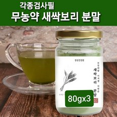 새싹 보리순 분말 국산 유기농 새싹보리 씨앗 뿌리 추출분말 가루 차 물 쉐이크 보리새싹 어린 보리싹 100% 착즙 파우더 폴리코사놀 클로로필 혈관청소 독소빼는 체지방 복부 뱃살관리 친환경 무농약 수경재배 해썹 인증 효능 대용량, 3개, 80g