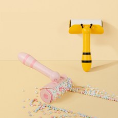 고양이 강아지 털 롤러 먼지제거기, 핑크, 옐로우, 1개