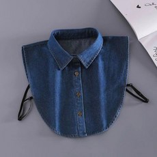 페이크 레이어드 카라 데님 블라우스 셔츠 상품 이미지