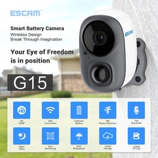 ESCAM G15 2MP 1080P 무선 와이파이 IP 카메라 배터리 전원 무전기 AI 얼굴 자동 추적 CCTV 카메라, 03 1080p with 32GB Card