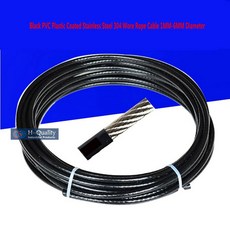 PVC 플라스틱 코팅 스테인레스 스틸 304 와이어 로프 케이블 후 1mm-6mm 직경 HQ BW01 블랙, [10] 20Meters 6.0MM Dia