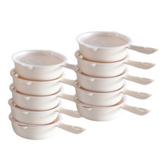 레몬글라스 전자레인지용 냉동밥용기 손잡이 쿡앤밥 500ml 10개 / 냉동실에서 꺼내 바로 전자렌지에 사용, 1세트, 아이보리