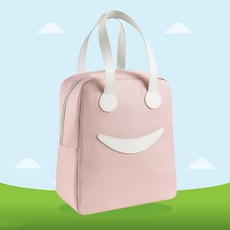 허블리 해피 스마일 피크닉 보냉가방 도시락 보온 방수 런치백, 핑크