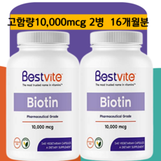 프리미엄 비오틴 10 000mg 240캡슐 8개월분 미국 직구, 2개