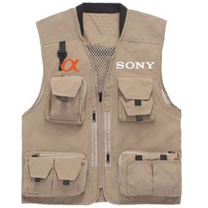 소니 다기능 조끼 기자 포토그래퍼 사진 작가 비디오 스튜디오 자켓 촬영 DSLR 미러리스, XL, 카키색 옷감