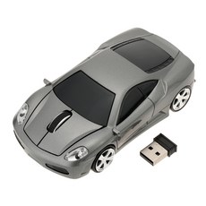 Fanteqian 2.4 천 헤르쯔 무선 레이싱 자동차 모양의 광학 USB 마우스 / 3D 3 버튼 1000 DPI CPI PC 노트북 데스크탑, 회색-페라리, 2.4G Wireless Mouse
