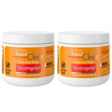 2개세트 Neutrogena Rapid Clear Acne Face Pads 뉴트로지나 래피드 클리어 여드름 페이스 패드 60개입, 2개