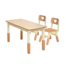 하이스위티 아동유아용 높이조절 2인세트(책상+1-의자+2) 아동용 책상의자, 오크