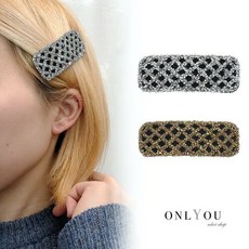 반 짝 이 는 사각 머리핀 대 박 여 사 는 심 플 한 헤어스타일 로 귀 엽 고 화사 한 머리 장식 only you only you