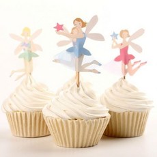 [해외] 48 pcs 귀여운 요정 페리 디저트 머핀 컵케익 toppers 피크닉 웨딩 베이비 샤워 생일 파티 서버 세트, 상세내용표시, as shown