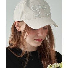 RONRON HEART RIBBON BALL CAP CREAM