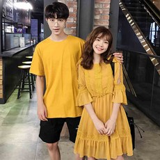 하오타오 동색 계 커플룩 여름옷 타입 점프슈트