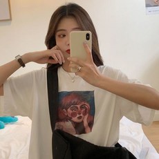 2021 여름 볼 빨간 여인 유화 프린팅 반팔 티셔츠 마크곤잘레스후드티 마인드브릿지티셔츠 10수반팔티 트리플에이1301 에이블앤코 러브워니 프랑켄모노 린넨맨투맨