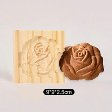 나무 쿠키 금형 진저 브레드 케이크 프레스 비스킷 엠보싱 베이커, 6.Rose, 1개