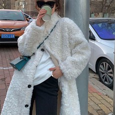 여성용 루즈핏 뽀글이 코트 페이크 퍼 자켓 외투 가을 겨울옷 2컬러J22923001