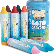 Honeysticks 허니스틱 100% 순수 밀랍 천연 크레용 7색 Pure Beeswax Bath Tub Crayons, Natural Beeswax Crayons, 7 Colors, Safe Kids and Children, 1개