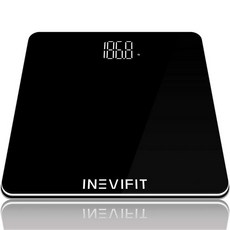 체중계 INEVIFIT 욕실 저울 매우 정확한 디지털 바디 최대 181.4kg400파운드까지 무게를 정확하게 측정, Black