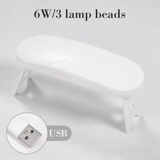 미니 손톱 건조기 휴대용 3 LED UV 매니큐어 램프 가정용 DIY 네일 USB 케이블로 광택제 바니시 6W, 1개
