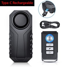 시스템 C IP65 방수 검색 알림 경적 경보 충전식 자전거 113dB 타입 Elecpow 리모컨 무선, 1개, 1) 1 Set Bike Alarm