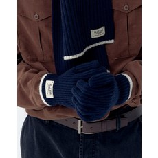 24FW [선물추천]네이비 라인배색 울캐시미어혼방 장갑 HJGV4F704N3