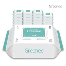 [그리니] (Greenee) 프리미엄 아기물티슈 그린 80매 X 20팩 캡형, 상세 설명 참조