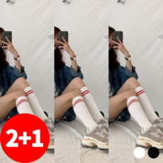  [6000원 특가] 여성 두줄 니삭스 무릎 반양말 스타킹 3p hotmally  상품 이미지