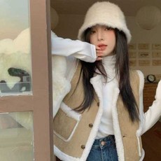 양털 무스탕 조끼 스웨이드 크롭 겨울 여성베스트