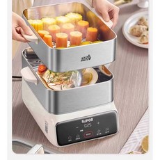 스테인리스 찜기 3단 대용량 전동 찜판 만두 찜기, 블루 16L