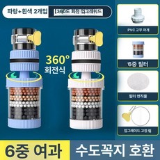 win 수도꼭지정수기필터 필터 수돗물 수도꼭지정수기, 블루+화이트 2개, 기본 색상