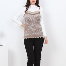치콘 레이어드 겸용 레이스 끈나시 벨로아 스팡클 민소매 플리츠 주름나시 데일리 파티룩 민소매/나시