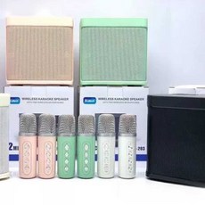 노래방 블루투스 블루투스노래방마이크 블랙 파티 여행 캠핑, 1개, 민트(듀얼 마이크)