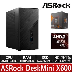 ASRock DeskMini X600 8600G 120W M.2 대원씨티에스 (8GB/M.2 NVMe 1TB)/R/760M 그래픽/피닉스/미니PC/베어본/미니컴퓨터, 8GB