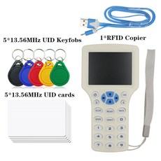영어 10 주파수 RFID 리더 라이터 기 IC ID USB 케이블 포함 125Khz 13.56Mhz 카드 LCD 화면, As the picture shows 2, 1개