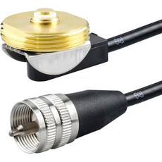NMO 3/4인치 홀 마운트 L-브래킷 포함 안테나 마운트 및 UHF PL259-NMO 케이블 5M/16.4이동식 차량용 무선 VHF/UHF/CB 안테나용 FT RG58 동축, NMO Antenna L-Bracket Mount, 1개