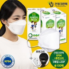 건영크린텍 KF94 3단 황사방역 마스크 x100매(5매입x20P) 화이트/대형, 3-1.건영KF94(5매입)화이트/대형 x총100매