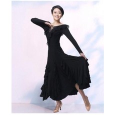Suona Dancer 여성 모던 볼룸 댄스 댄스복 댄스스포츠 드레스 원피스, 로즈레드