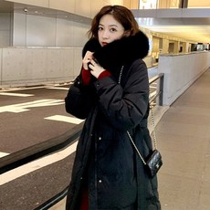 인조밍크코트 2021겨울 여성 두꺼운 다운패딩 코트자켓 자켓 셀럽 루즈핏퍼칼라 솜옷