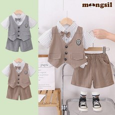 몽실이 보타이 반팔 조끼정장세트 3pcs